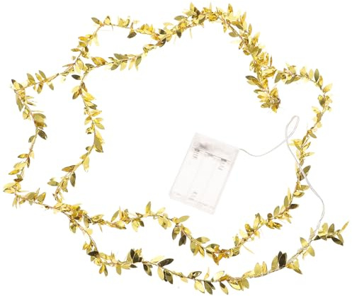 Homoyoyo Gold Leaf String Lights 2 Meter 20 LED Vine Fairy Lights for Bedroom Wall Decor Artificial Leaf Garland for Room Ambiance