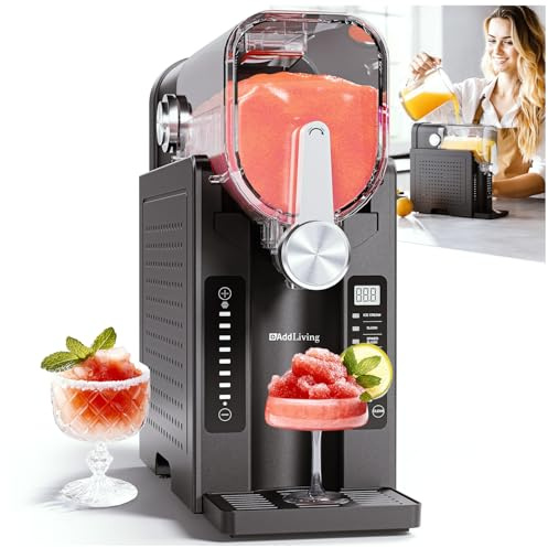 AddLiving SLUSH Maschine für Zuhause | Slushy Maker & Eismaschine mit 6 Programmen | 2,6 L Slush Eis Maschine für Cocktails, Slush-Eis, Softeis, Frappe, Milchshakes | Selbstreinigend | Schwarz/Silber
