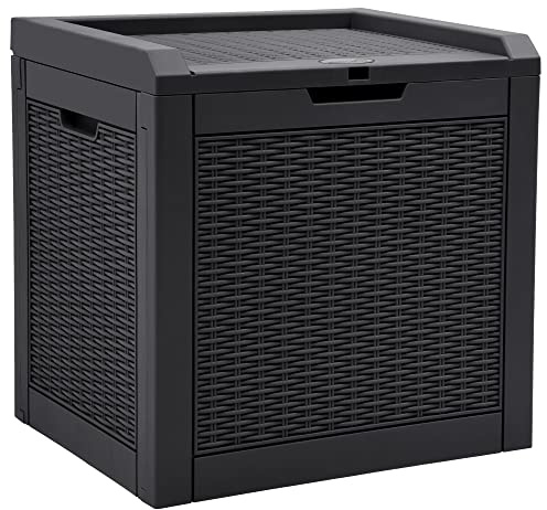 YITAHOME 118L Outdoor-Aufbewahrungsbox Rattan-Optik, Wetterfeste Resin-Box mit Schloss & Griffen, Gartenbox für Kissen, Poolzubehör & Werkzeug, Schwarz