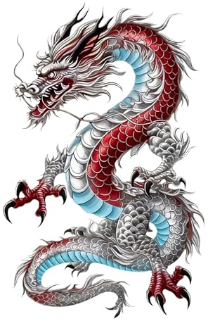 Rot & Blau Drache Auto Aufkleber - 14cm Wasserdichte Vinyl Decals Glänzende Stoßstange Aufkleber für Fahrzeuge Autos SUV Motorrad Laptop Wände 2 Pack Fahrzeugaufkleber