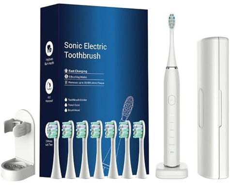ProSonic V1 – Professionelle elektrische zahnbürste ultraschall mit Schalltechnologie für glattere Zähne und optimale Mundhygiene ultraschallzahnbürste Zahnreinigung zahnaufhellungsgerät (Weiß)