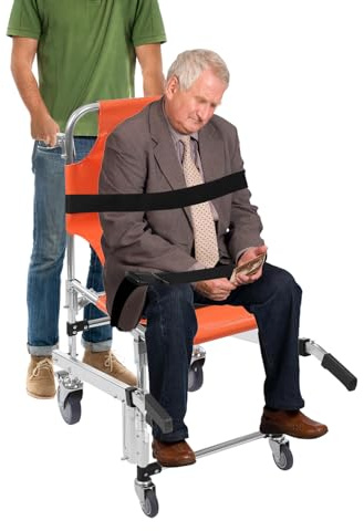 Begoniape EMS-trappstol med säkerhetsbälten 160 kg, vikbar aluminiumlegering nödfalls-trappstol med utdragbart handtag, 4 hjul, funktionshindrade personer