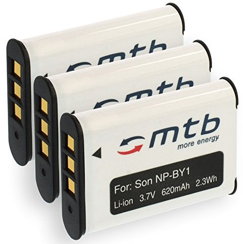 3x Batterie NP-BY1 NPBY1 compatibile con Sony HD Action Cam Mini AZ1 con Wi-Fi/HDR-AZ1 (KIT), HDR-AZ1VR