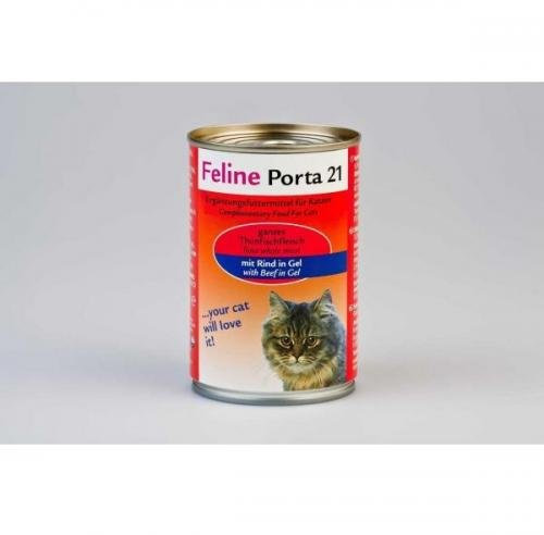 24 x Feline Porta21 Dose Thunfisch mit Rind 400g, Nassfutter, Katzenfutter