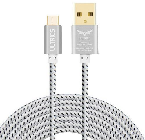 USB to Micro USB Cable 3M, White Micro USB Android Charger Cable Fast Charging Cable Nylon Braided Lead for Samsung Galaxy S7 Edge S6 S5 J7 J6 J5 J3 Note 5 A6 A10, Huawei Y7 Y6, Kindle, Xbox, PS4