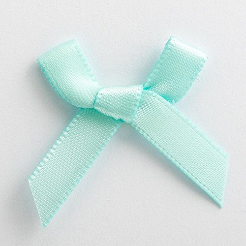 Italian Options Mini Satin Ribbon Bows Small Bow Decorations for Crafts Gifts Hampers Hair Bow Wedding Stationery Floristry Christmas Cakes Crafting Duck Egg 100 Pack 3 cm
