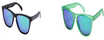 Ciffre 2 er Set Sonnenbrille EL-Sunprotect® Polarisierte Linsen Retro Vintage Style Nerd Look Stil Unisex Brille - Grün Spiegel - Hellgrün Transparent Verspiegelt