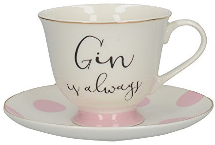 Creative Tops 5213684 Gin and Tonic Cup and Saucer with a Gift Box, Fine China, Multi-Colour, 15 x 15 x 8.5 cm