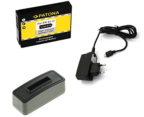 bg-akku24 Akku, Ladegerät und Netzteil für Nikon Coolpix S6100, S6300, S8000, S8100, S9100, S9200, S9300, S9400, S9500, S9600, S9700, S9900, W300, KeyMission 170/360, EN-EL12