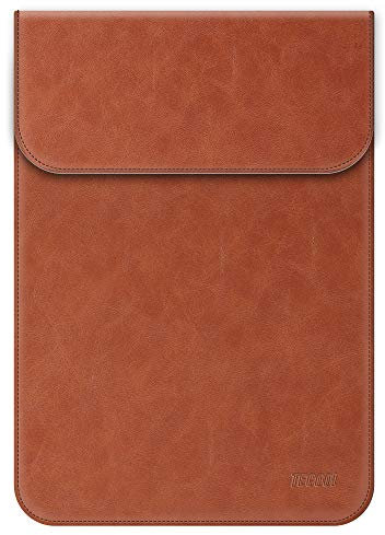 TECOOL Laptophülle 15.6 Zoll Laptoptasche,Schutzhülle Wasserdicht Leder Kompatibel mit 2021-2023 MacBook Pro 16 M3 M2 M1, MacBook Pro 15 Lenovo Thinkpad Ideapad HP Dell Surface Laptop-Braun