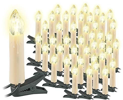 Lunartec Lichterkette Outdoor: 2er-Set LED-Weihnachtsbaum-Lichterketten, je 20 LED-Kerzen, IP44 (Weihnachtsbaumkerzen Outdoor, Weihnachtsbaumkerzen außen, Weihnachten)