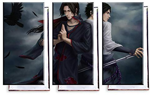 Unified Distribution Itachi Uchiha - Dreiteiler (120x80 cm) Kunstdruck auf Leinwand • erstklassige Druckqualität • Dekoration • Wandbild