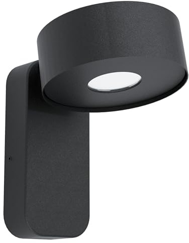 EGLO LED Außen-Wandlampe Palosco, Außenleuchte Wand | Wandleuchte aus verzinktem Stahl in Schwarz und Kunststoff in Transparent, Außenlampe warmweiß, IP44