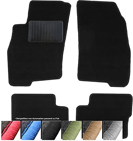 moto-MOLTICO Fußmatten Auto - Velours Autoteppiche | passend für Fiat Punto Evo (2009-2012) - 4-teiliges Set - Schwarze Automatten mit Schwarzen Ziernähten