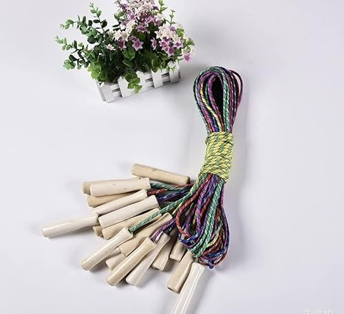 Pack of 2 Wooden Jumping Skipping Rope Gym Activity For Kids and Adults Adjustable Jump Rope Speed Rope Outdoor Activity Made And Safety Best For Fitness for Everyone (2 Random color)
