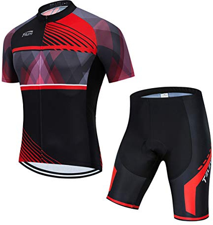 Radtrikot setzt Männer Bike Top Mountainbike Trikot Shorts Anzug Fahrrad Shirt Road Fahrradbe Rennen MTB Kleidung Sommer atmungsaktiv Sommer rot XXL