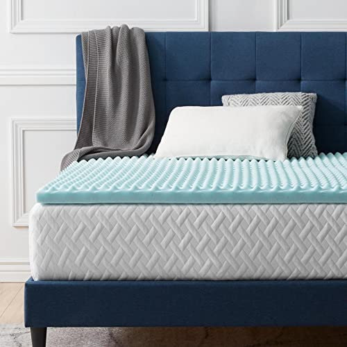 LUCID Wavy Memory Foam Gel Cooling Topper - 5cm Mattress Topper - Queen Size 120x190cm