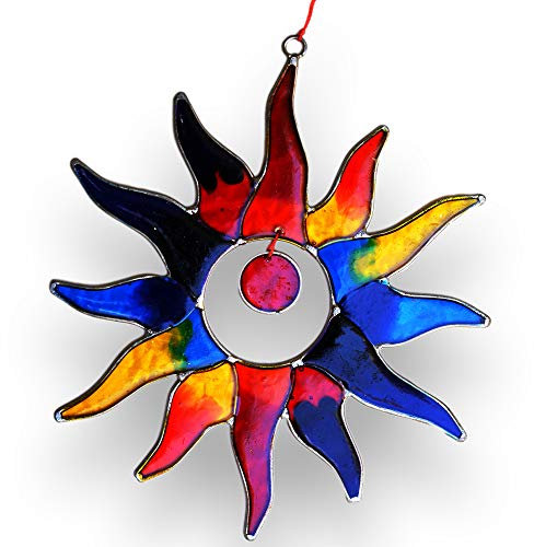 ART-CRAFT Fenster Hängedeko Sonnenfänger – Handgemachter Suncatcher für magische Lichtspiele – Fensterdeko und Gartendekon – Handbemalte Fensterdekoration - Motiv Sonne Nova