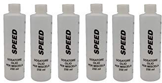 Speed N. 6 Misurini Dosatori olio per miscela 250 ml con tappo, scala graduata e percentuali 2-4% 2,5-5% 3-6%…