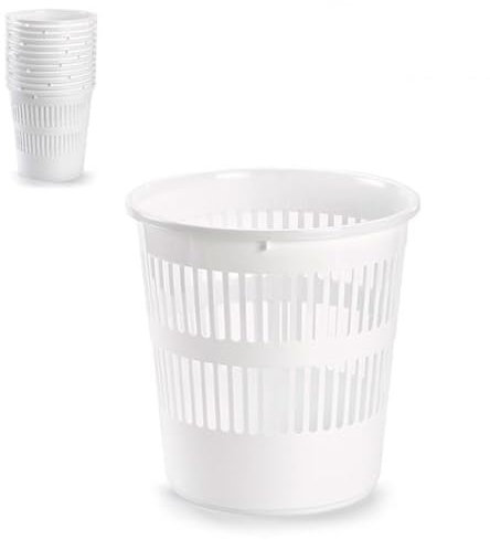 Acan Pack de 6 Papeleras de Plástico blanco Para Despacho Oficina Cubo Rejilla de Plástico Cubo de Basura para Oficina, 28 x 27,5 cm