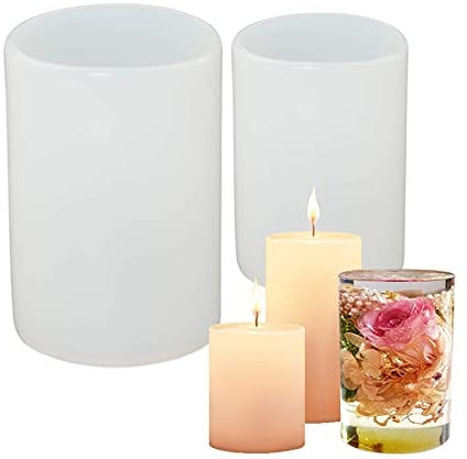 Pillar Candle Moulds for Candle Making Silicone Candle Mould Set 2 Sizes Cylinder Candle Mould Resin Casting Mould for DIY Aromatherapy Candles Making Supplies