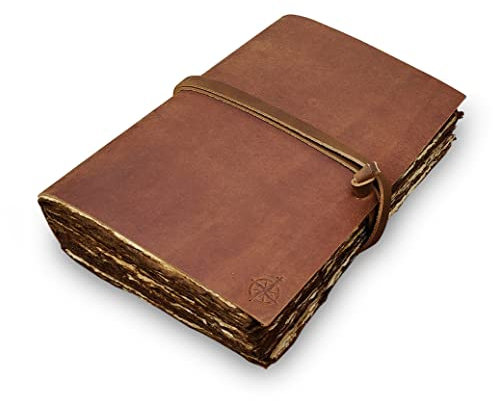 Wanderings Vintage-Tagebuch Aus Leder – 15x23cm – Antikes, Handgefertigtes Tagebuch Mit Ledereinband Und Altmodischem, Liniertem Büttenpapier – Zum Schreiben, Buch Der Schatten, Zauberbuch, Skizzieren