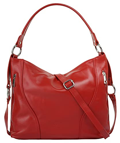Samantha Look Handtasche Echt Leder Damen 017542 Made in Italy | elegante 2in1 Damenmode | Umhängetasche mit variabler Tragelösung