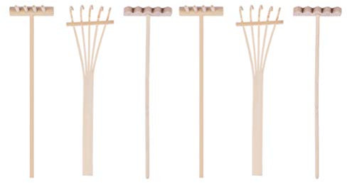 Milisten 6Pcs Mini Zen Sand Rechen Bambus Rake Sand Tisch Zubehör Garten Sand Rake Werkzeug Set Feng Shui Gartenarbeit Lieferungen für Home Office Dekoration
