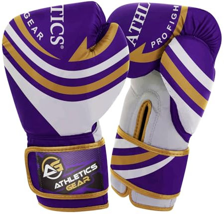 Athletics Gear Guanti da boxe da 1701 g a 4536 g in pelle Maya Hide Design perfetto e vestibilità con sistema di chiusura per MMA sparring combattimento kickboxing e punzonatura (viola 3402 g)