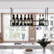 WYZDCP Weinregale mit Glashalte Deckenregal Hängend Metallflasche Rack Weinspeicherhalter, Floating Wine Shelf Metall Deckenanzeige Weinregal mit Stemware-Glas Dekorationhalter für Küchenbar