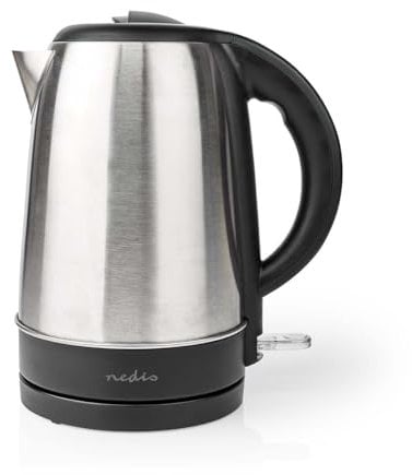 Wasserkocher - 1.7 l - Edelstahl - Aluminium/Schwarz - Um 360 Grad drehbar - Verdecktes Heizelement - Strix Controller - Boil-dry protection