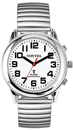 MAUJOY Deutsch Sprechende Herren Armbanduhr I Datum- und Zeitansage I Funkarmbanduhr I Für Blinde, Senioren und Demenzkranke