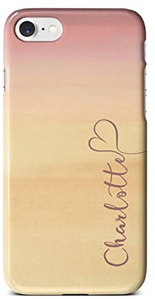 iCaseDesigner Personalised Painting Watercolour Name with Heart Phone Case Compatible with iPhone SE 2020. 9. Pastel Skys Vertical Name