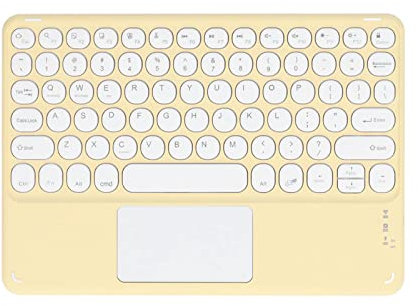 Tastiera Wireless Touch, Copritasti Rotondi Macaron Tastiera di Ricarica Bluetooth Wireless Touch Tastiera Ergonomica Ultra Sottile per Macchina da Scrivere Intelligente, per Tablet Laptop(Giallo)