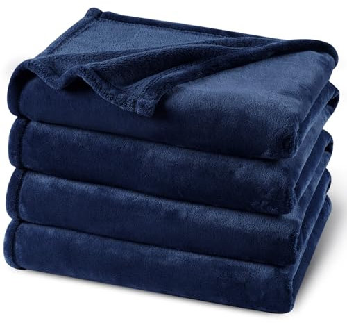 PHF Kuscheldecke Flauschig Fleecedecke 230x270cm - Oeko-Tex Weich Warm Wohndecke, Decke Blanket für Couch Sofa Bett, Tagesdecken & Kuscheldecken, Sofa überwurfdecke, Marine Blau