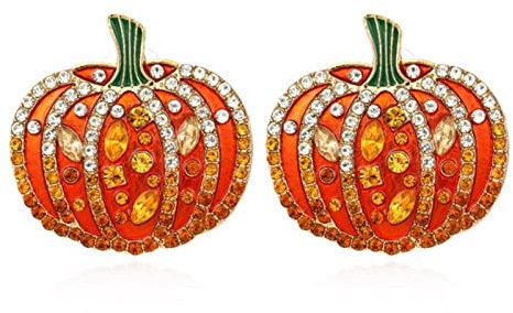 CHABER Übertriebene Bunte Strass Kristall Kürbis Ohrstecker Für Frauen Mädchen Vintage Halloween Kreative Lustige Ohrringe Schmuck
