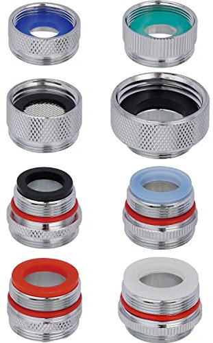 Hibbent Kit de adaptador de grifo de 8 piezas, juego de adaptadores de aireador de latón para fregadero de cocina, adaptador de grifo macho hembra para manguera de jardín, filtro de agua, manguera
