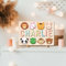 Funnli Personalisiertes Holzpuzzle, Puzzle mit Namen und Formen, Vorschulpuzzles, individuelles Namensschild Geschenke Tiere Puzzle für Baby Lernpuzzle Spielzeug