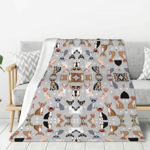 Chihuahua Hundebrille verdickte doppelseitige Decke: 203 x 152 cm, leicht, warm und langlebig, super weich, knitterfrei, warm