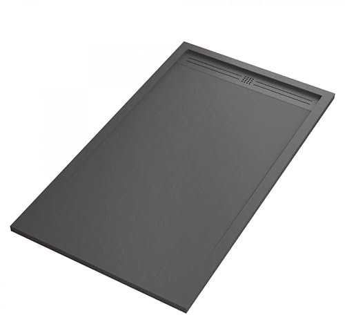 IMPERIAL BAGNO - Piatto Doccia in Marmo Resina Grigio Scuro Pietra Cemento Grid - 90x140 (70X140)