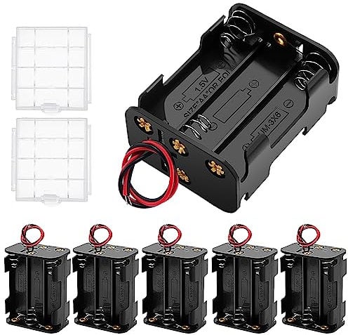 6 Pezzi 6x1.5V AA Supporto Batteria, KUOQIY 9V Portabatteria con Cavi, AA Battery Holder, con Custodia Batteria in Plastica