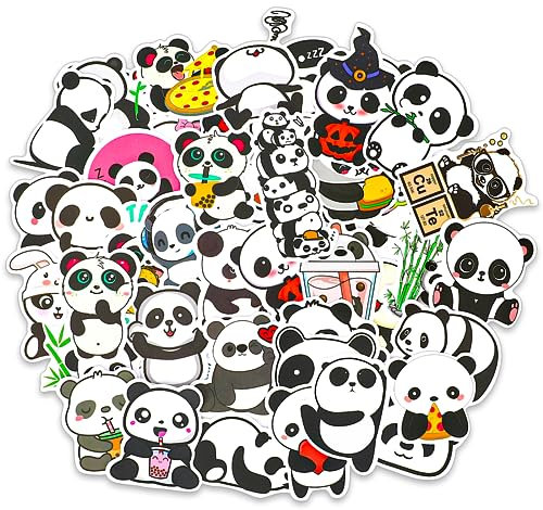 100 Stück Panda Aufkleber Set für Auto Laptop Wasserflaschen Niedliche Tiere Aufkleber Cartoon Deko für Kinder Vinyl Stickers Wasserdicht Ästhetisch Aufkleber für Gepäck Skateboard Gitarre Motorrad