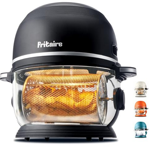Friggitrice ad aria autopulente da 5 litri con visibilità 360, atossica, senza BPA, vortice 400F per una cottura uniforme, funzioni 6 in 1, girarrosto, arrosto, cottura, garanzia
