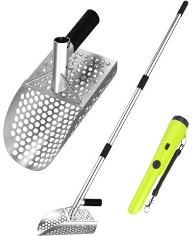 A Peerless Shovel Metal Detector Sand Shovel - Stainless Steel Beach Metal Detecting Tool with 10mm Holes, Ideal for Hobbyists and Metal Detector Enthusiasts