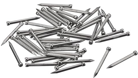 sourcing map Finishing Nails 50pcs 25mm 1 Inch Hand-Drive Hardware Carbon Steel Nail Lost Head Nails, Silver