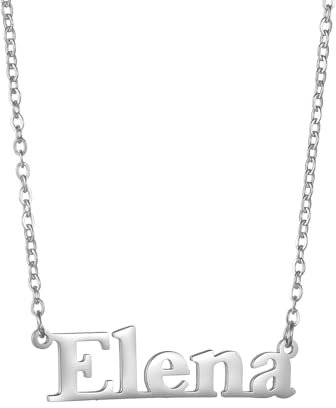 JSNOM Namenskette HalsKette Damen Silber: Kette Schmuck mit Namen Anhänger, Geburtstag Valentinstag Weihnachten Geschenke für Freundin Mutter Tochter Mädchen Frauen (Elena)
