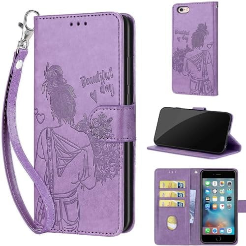 KENHONER Phone Case for iPhone 6 / iPhone 6s, Shockproof Protective Phone Case with Card Slots Kickstand Magnetic Closure compatible iPhone 6 / iPhone 6s Purple
