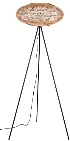 Trio Leuchten Stehleuchte Hedda 412300136, Metall Schwarz matt, Schirm Sisal, exkl. 1x E27