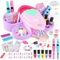 deAO Kit Gioco Per Unghie Bambina, Set di smalti per Bambini, Salone di Manicure con Asciugatore per Unghie, Kit per Manicure, Glitter, Adesivi per Unghie, Regalo di compleanno per Ragazze dai 5 anni+