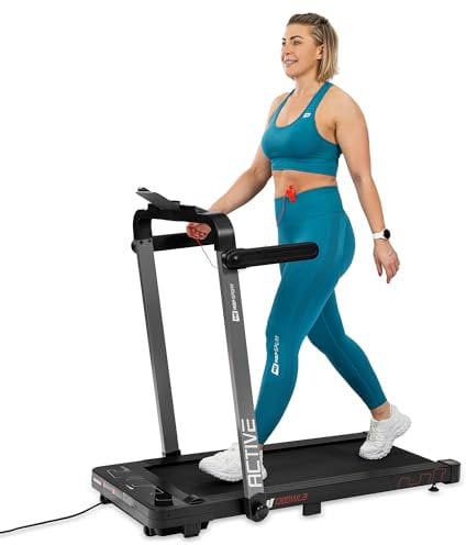 Hop-Sport Laufband HS-1300WLB Active, Geschwindigkeit bis 14 km/h, Lauffläche 42x100 cm, zusammenklappbar, Laufband für Zuhause mit Fernbedienung